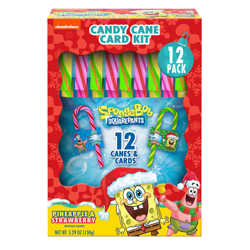Wholesale Spongebob Squarepants Candy Canes & Cards 5.29 Oz Box- Bulk