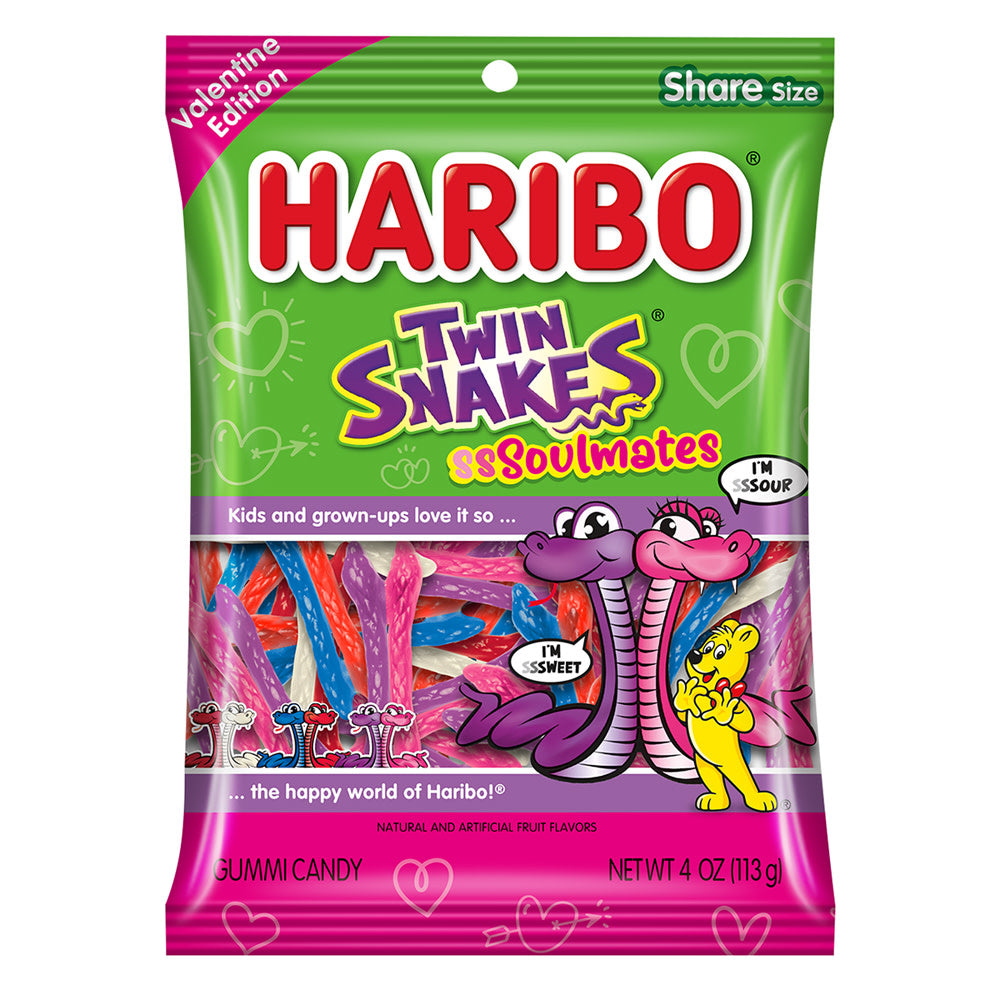 Wholesale Haribo Twin Snakes Soulmates 4 Oz Peg Bag- Bulk