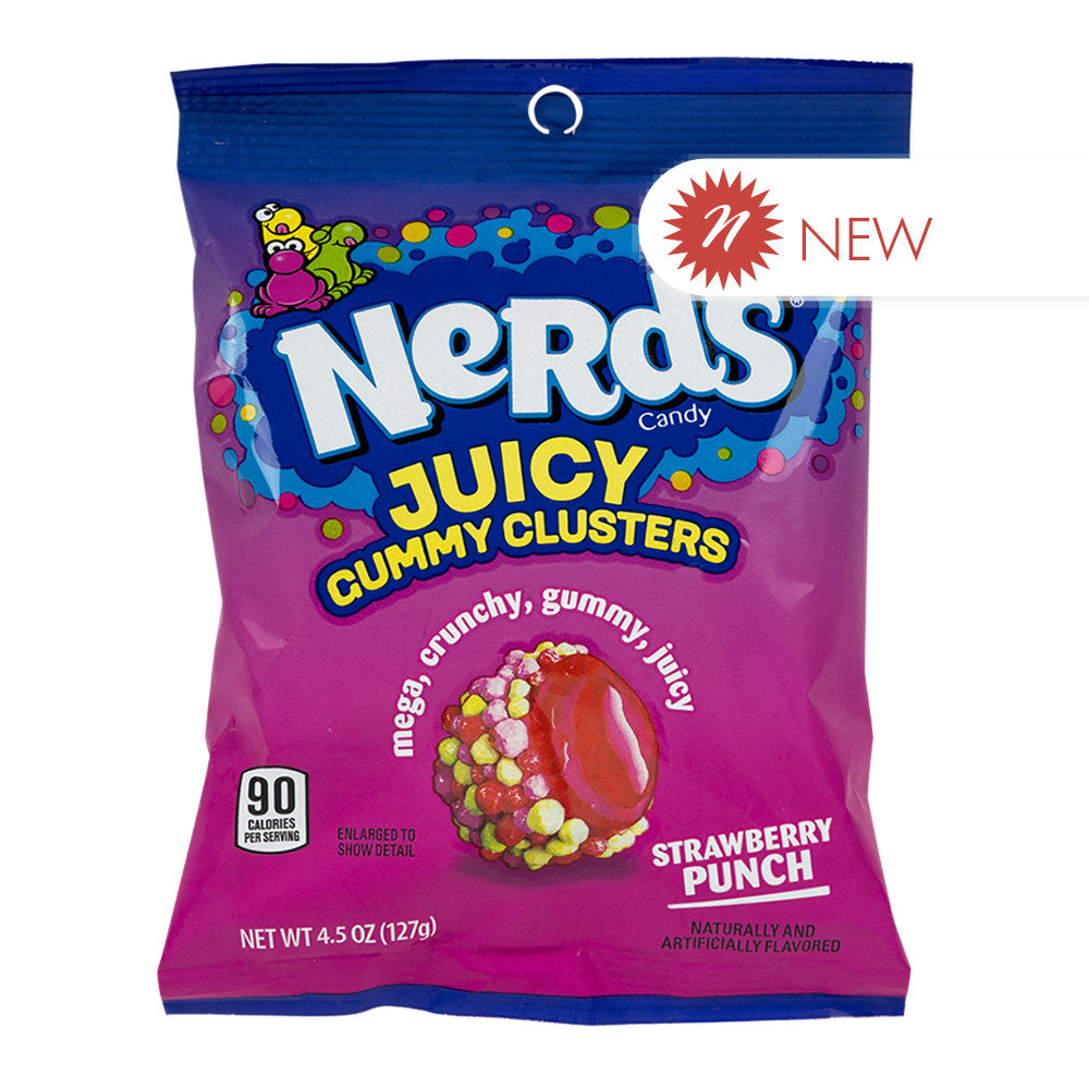 Wholesale Nerds Strawberry Punch Juicy Gummy Clusters 4.5 Oz Peg Bag- Bulk
