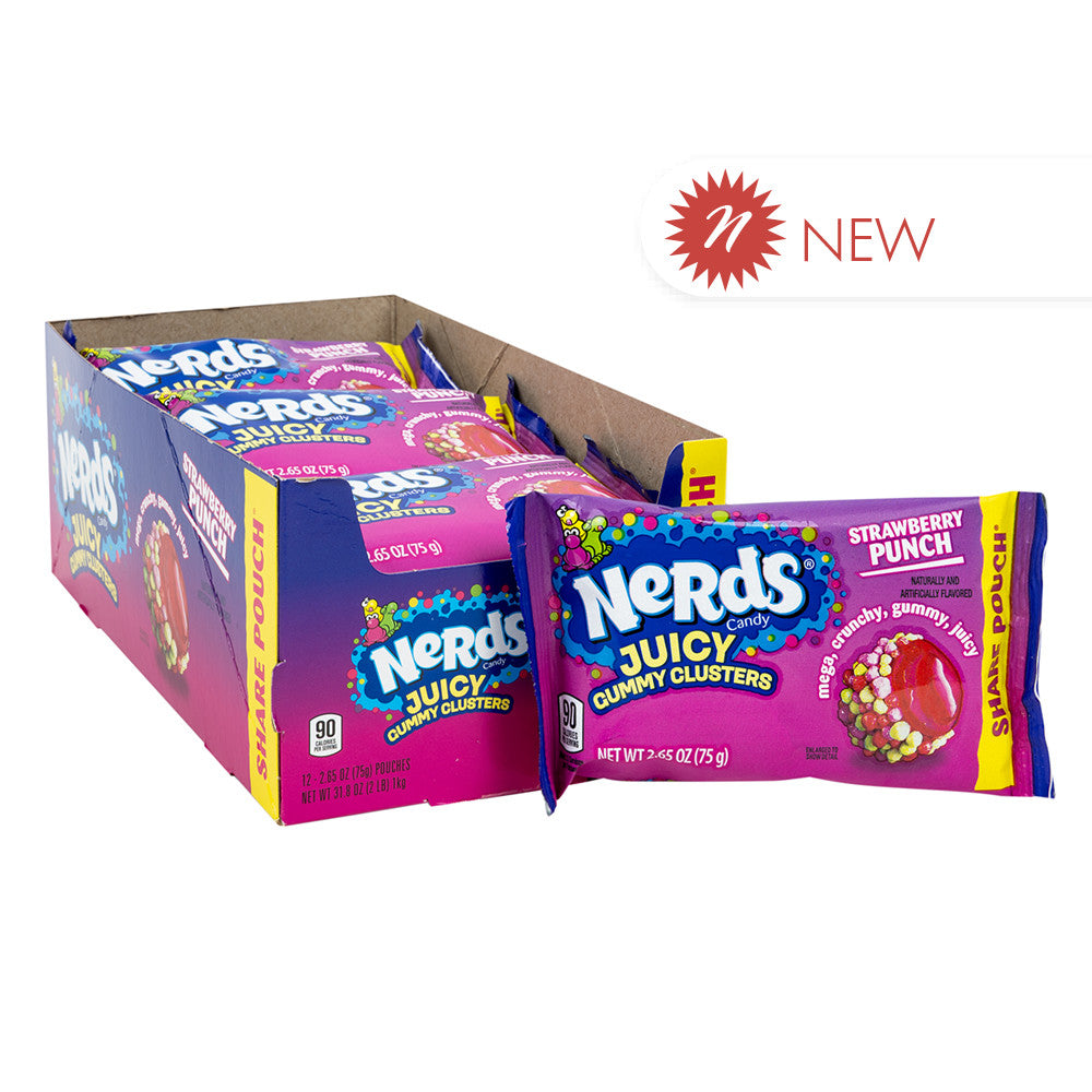 Wholesale Nerds Strawberry Punch Juicy Gummy Clusters 2.65 Oz Share Pouch- Bulk