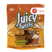 Wholesale Juicy Twists Root Beer Jumbo Twists 4 Oz Peg Bag- Bulk