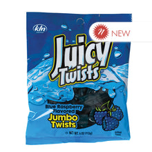 Wholesale Juicy Twists Blue Raspberry Jumbo Twists 4 Oz Peg Bag- Bulk