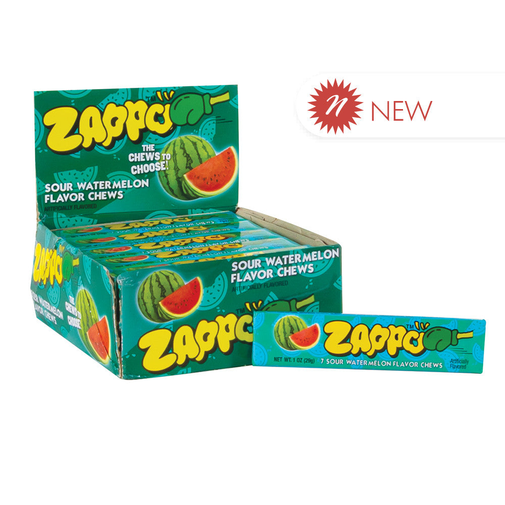 Wholesale Zappo Sour Watermelon Chews 1 Oz Stick- Bulk
