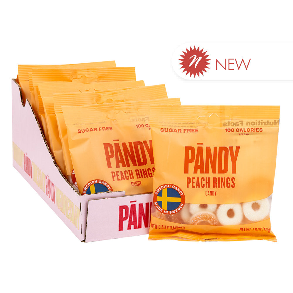 Wholesale Pandy - Peach Rings - Sugar Free Peg Bag - 1.8Oz- Bulk