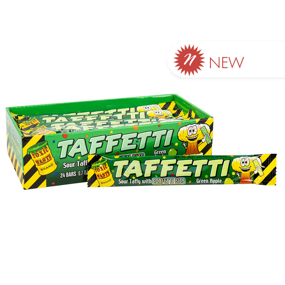 Wholesale Toxic Waste Taffetti Green Apple Sour Taffy 0.7 Oz- Bulk