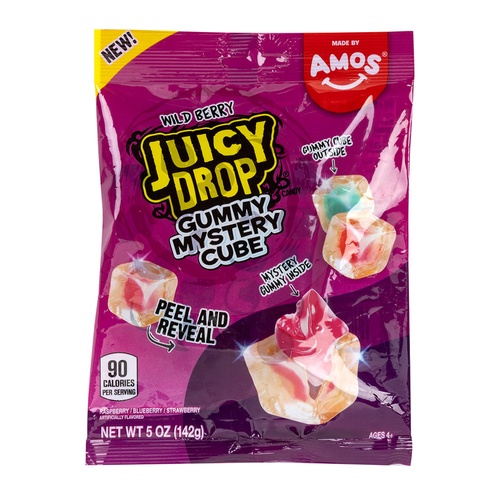 Wholesale Juicy Drop Wild Berry Gummy Mystery Cube 5 Oz Peg Bag- Bulk