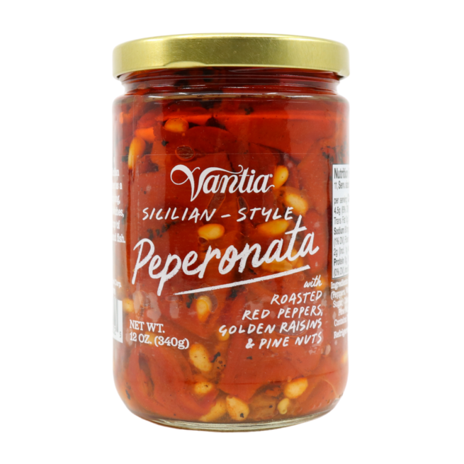 Wholesale Vantia Peperonata – Sicilian-Style Peppers with Raisins and Pine Nuts 12 OZ-12ct Case Bulk