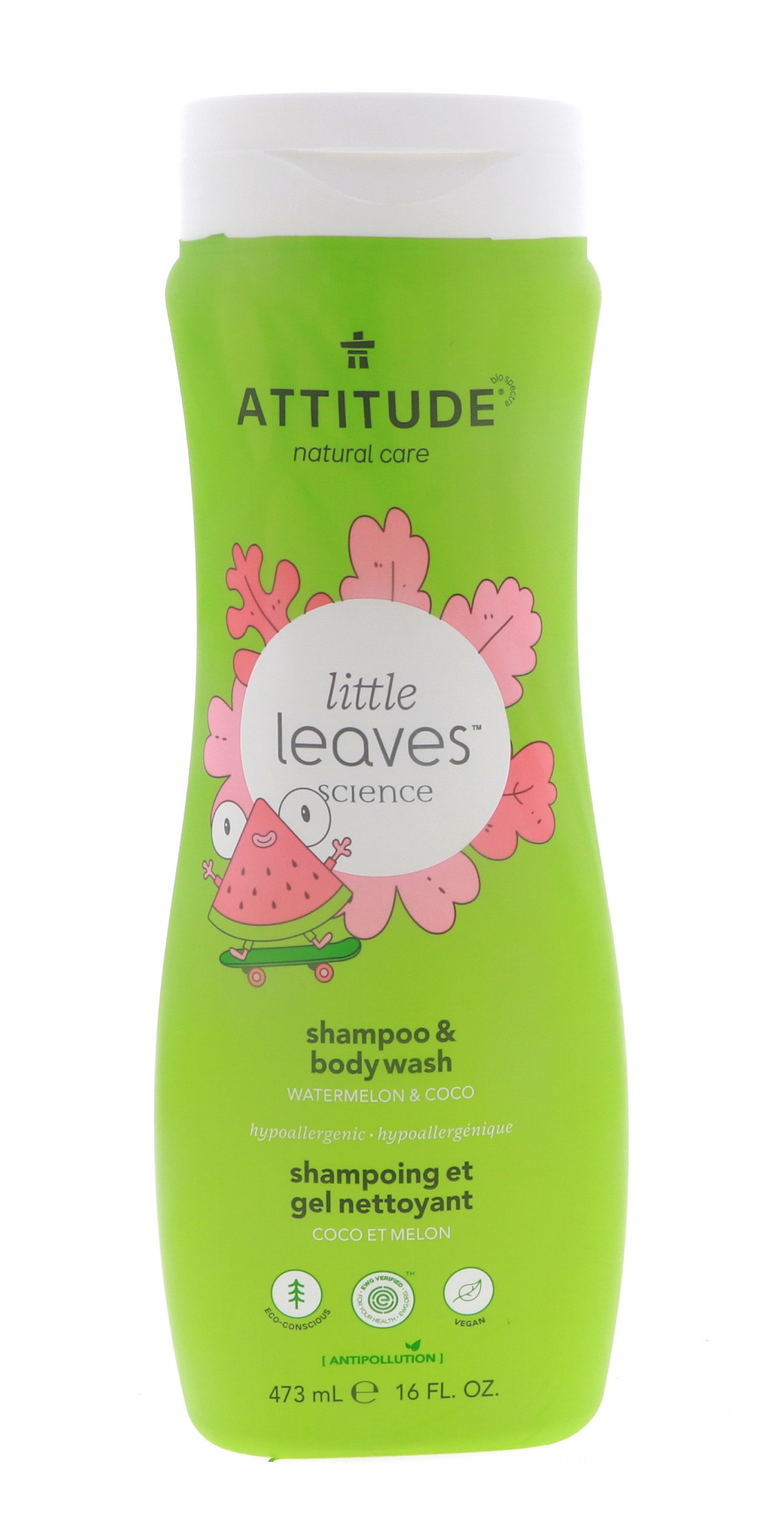 Attitude Little Leaves Watermelon & Coco Shampoo & Body Wash Bottle