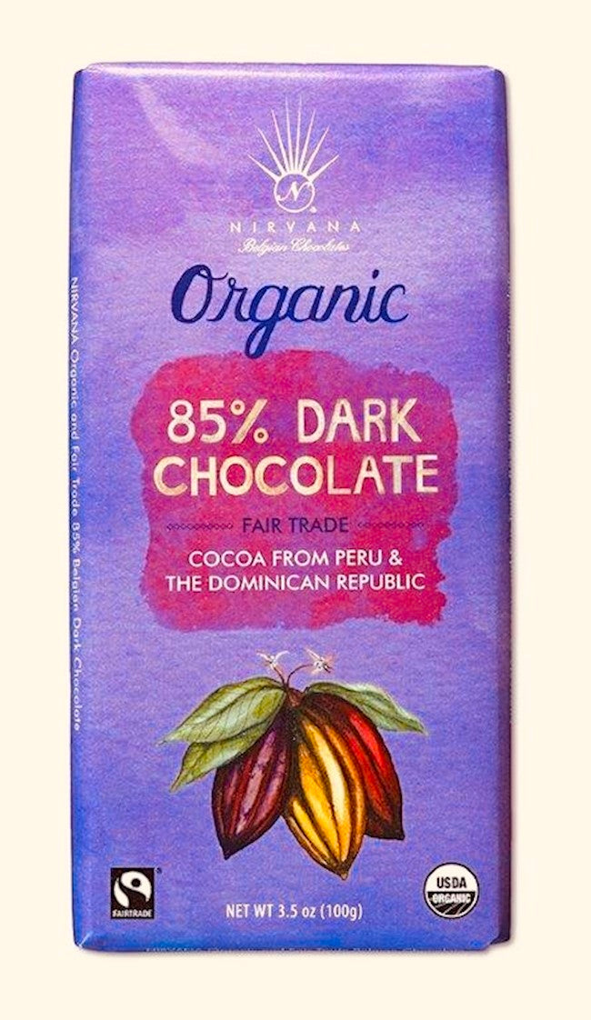 Wholesale Nirvana Dark Organic And Fair Trade Belgian Chocolate - 85% Cocoa 3.5 Oz.- Bulk