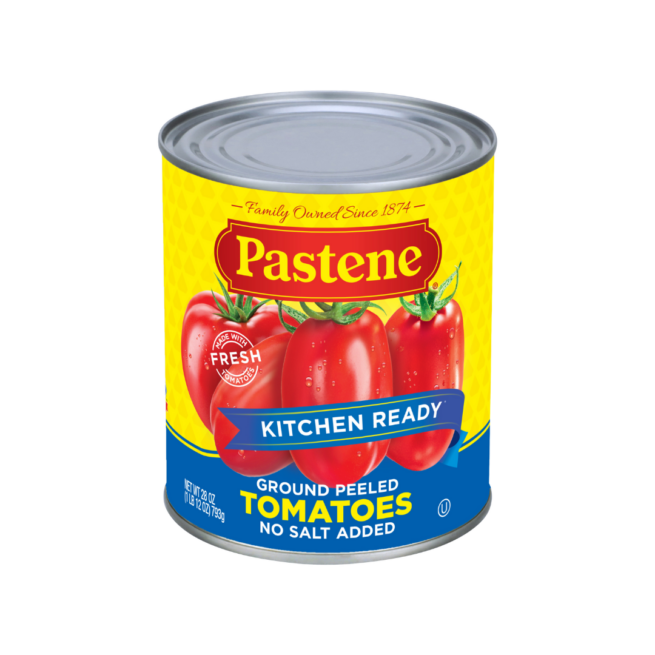 Pastene “Kitchen Ready” Ground & Peeled Tomatoes - No added Salt 28 OZ