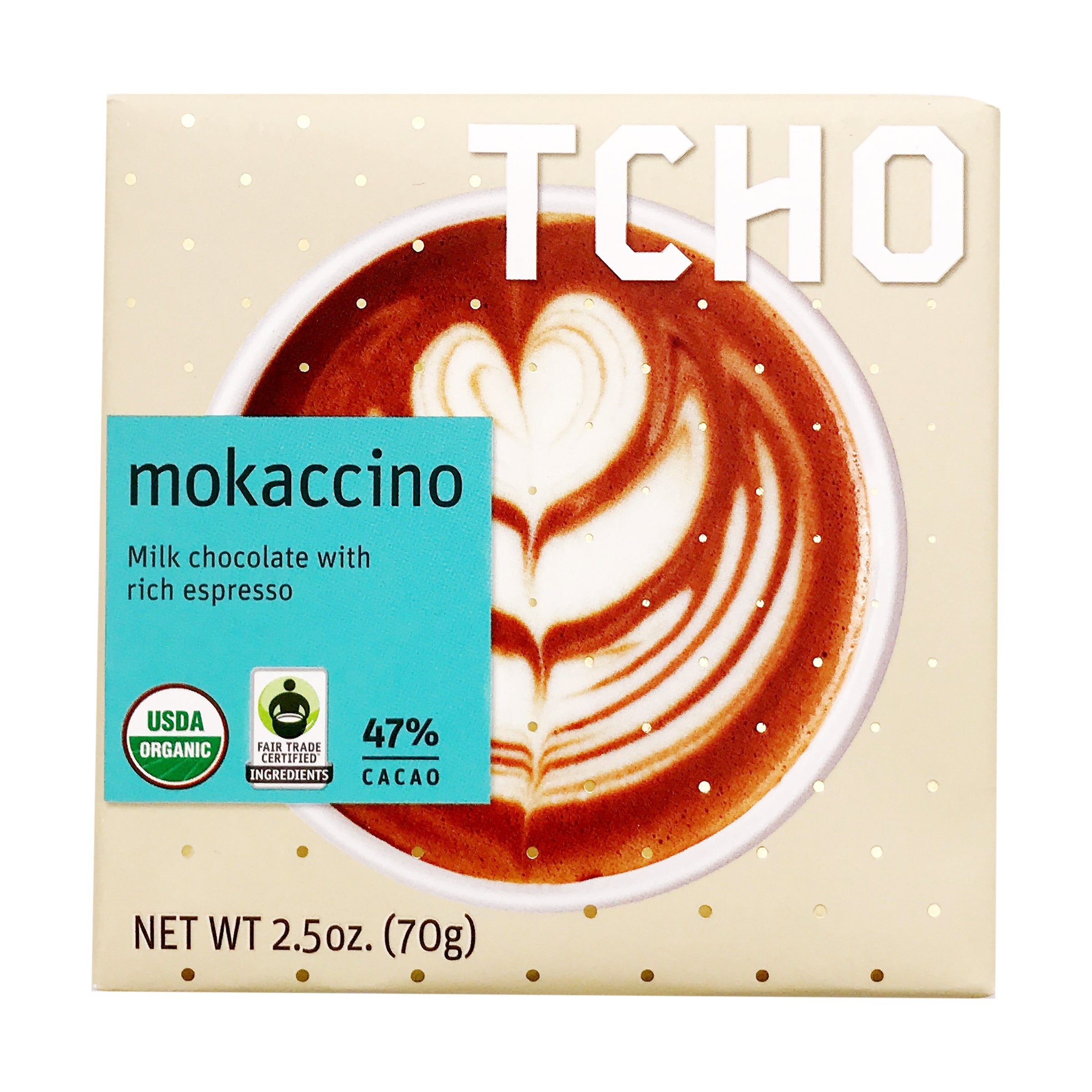 Tcho Chocolate Bar Milk Chocolate Mokaccino 70g 12ct
