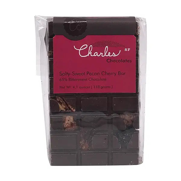 Charles Chocolates Salty Sweet Pecan Cherry Bar 4.1oz 12ct