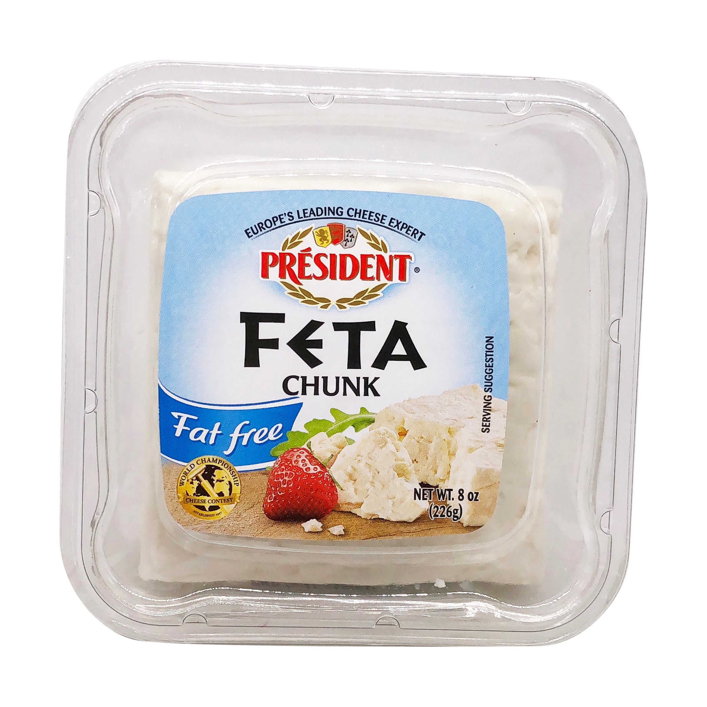 President Crumbled Fat Free Feta Cheese 8oz 12ct