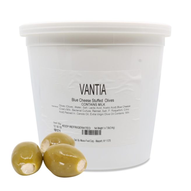 Wholesale Vantia Blue Cheese-Stuffed Olives 7.5 LB-1 Ct Case Bulk