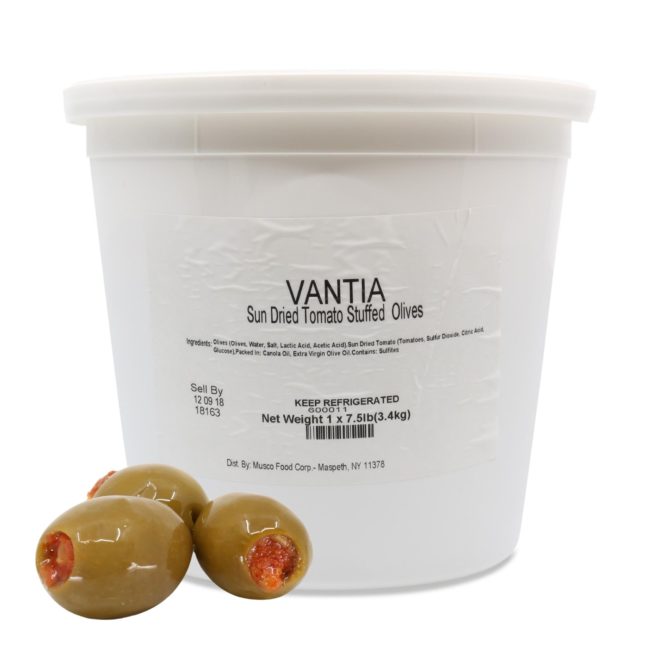Wholesale Vantia Sundried Tomato Stuffed Olives 7 lb- Bulk