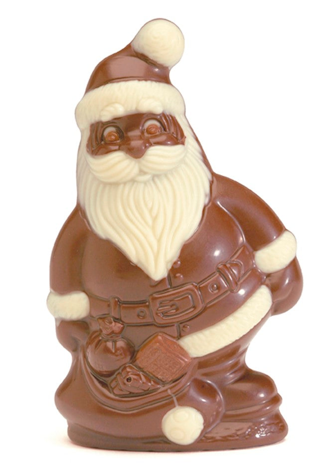 Wholesale Nirvana Santa Claus W/Bag Hollow Milk Chocolate Figurine W/Accents In Cello Bag W/Ribbon (5" Tall) 2.8 Oz.-12 Ct Case Bulk