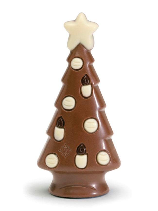 Wholesale Nirvana Christmas Tree Hollow Milk Chocolate Figurine W/Accents In Cello Bag (5" Tall) 1.9 Oz.-12 Ct Case Bulk