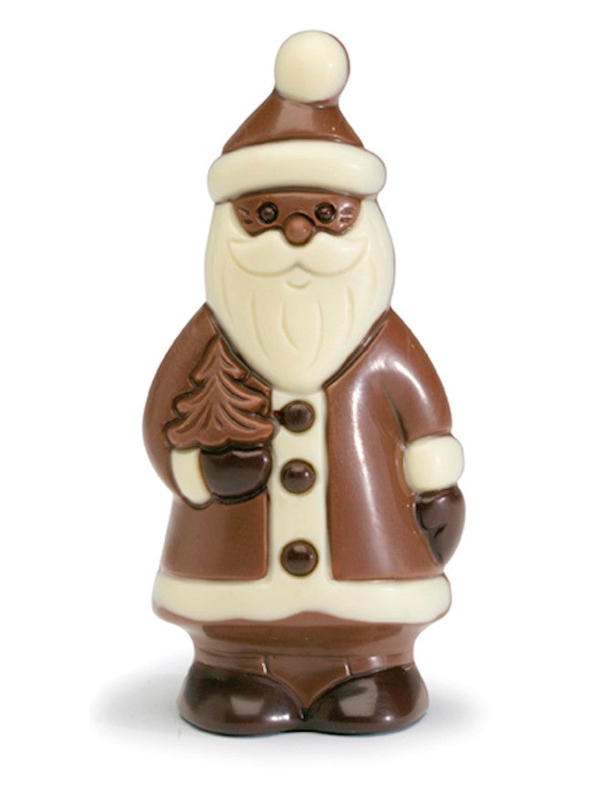 Wholesale Nirvana Santa With Christmas Tree Hollow Milk Chocolate Figurine With Accents In Cello Bag (5" Tall) 1.9 Oz.-12 Ct Case Bulk