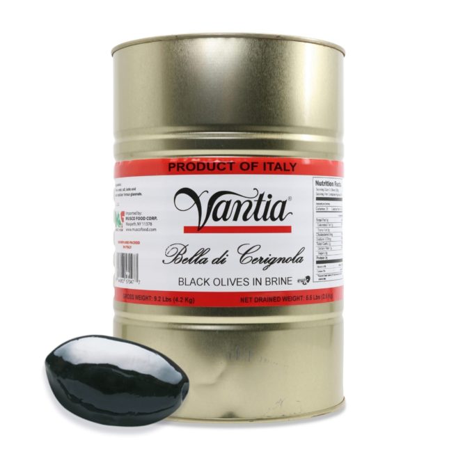 Wholesale Vantia Black Cerignola Olives 5.5 TNS-2 Ct Case Bulk