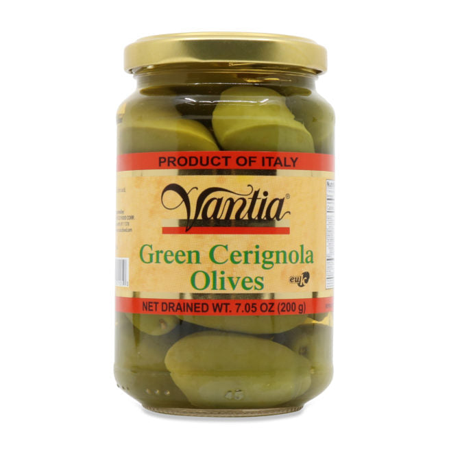 Wholesale Vantia Whole Green Cerignola Olives 7.4OZ JRS-6 Ct Case Bulk