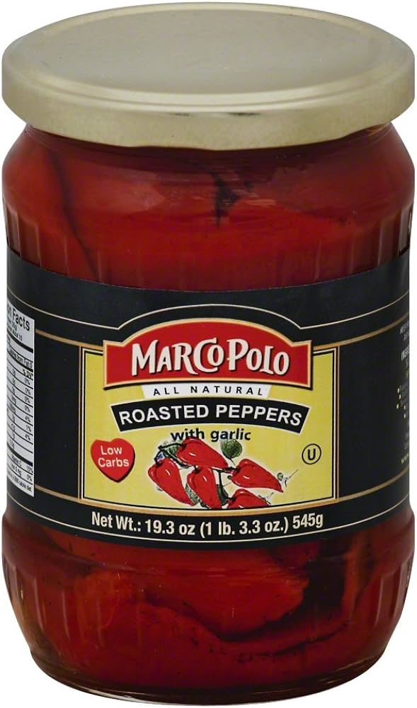 Marco Polo Roasted Peppers with Garlic 19.3oz Jar
