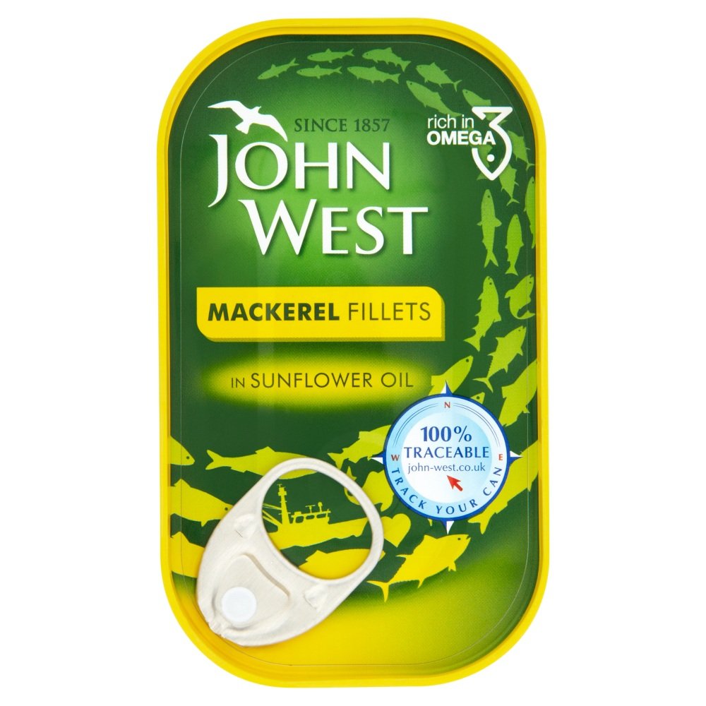 John West Mackerel Fillets in Sunflower Oil 4.41oz Can