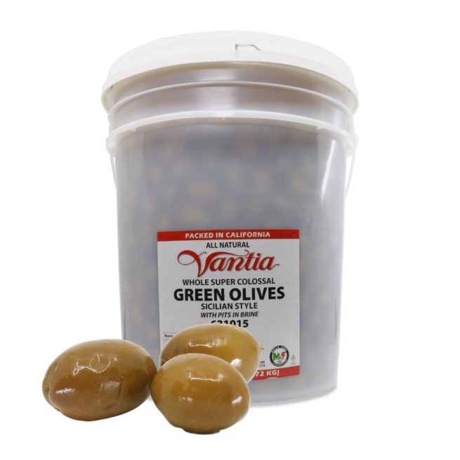 Wholesale Vantia Green olives - Sicilian-Style 28 LB-1 Ct Case Bulk