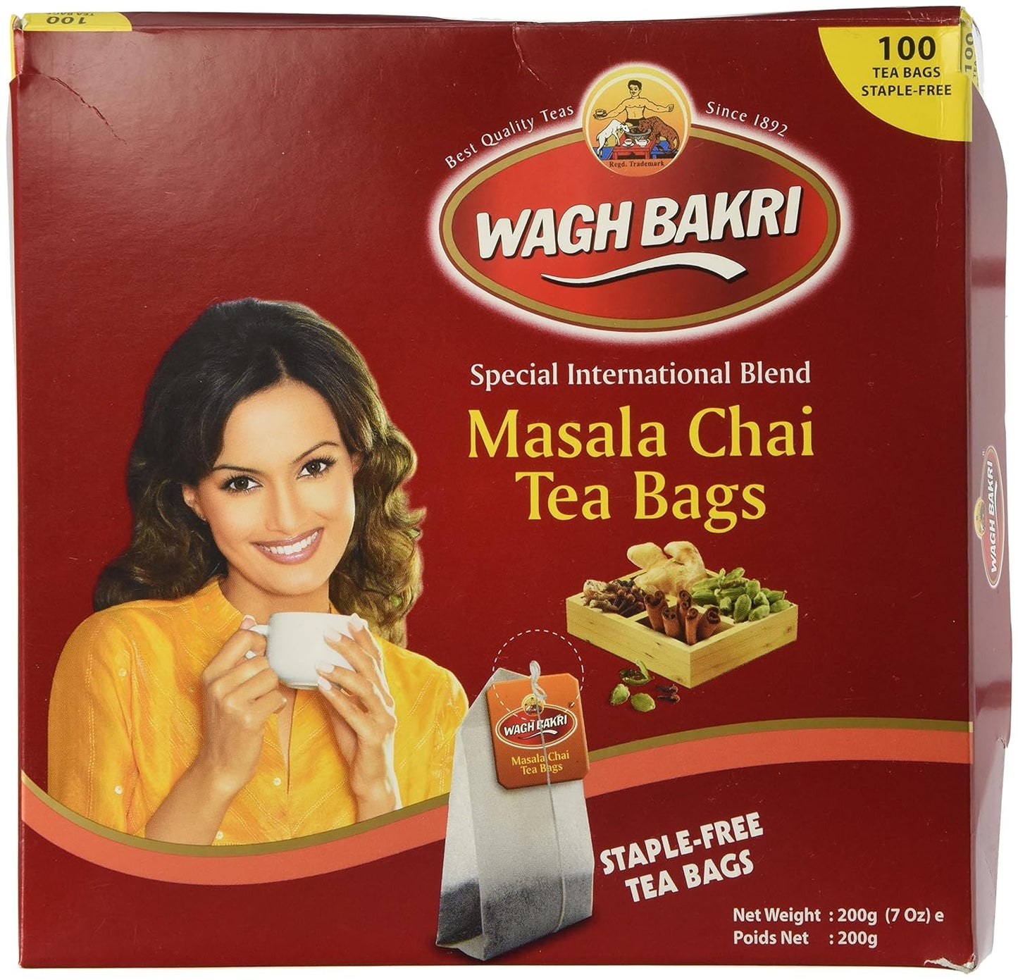Wholesale Wagh Bakri Masala Chai Tea Bags (100 Tea Bags) 7 oz- Bulk
