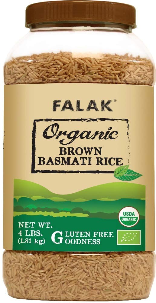 Wholesale Falak Organic Brown Basmati Rice 4lb-8 Ct Case Bulk