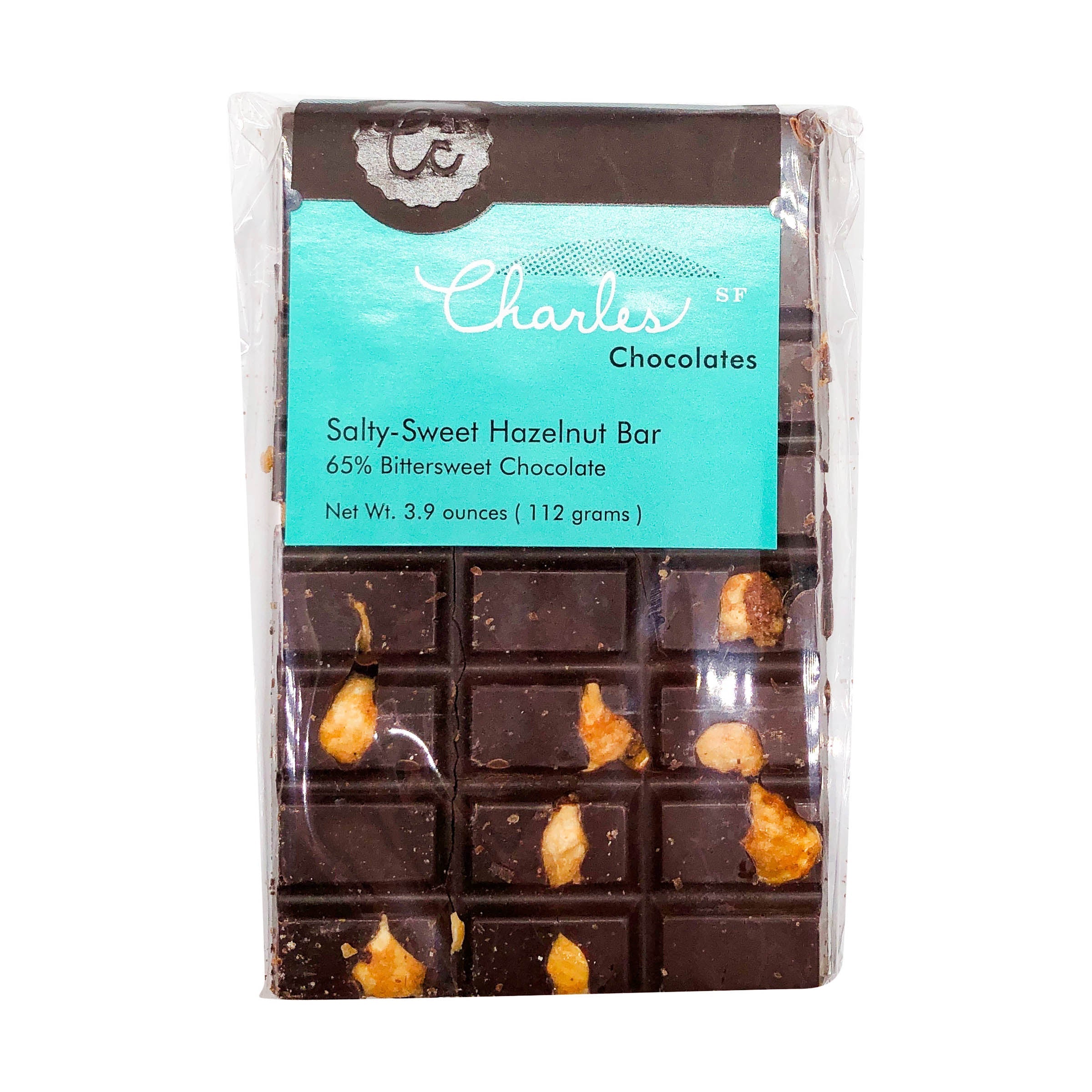 Charles Chocolates Salty sweet Hazelnut Bar 3.9oz 12ct