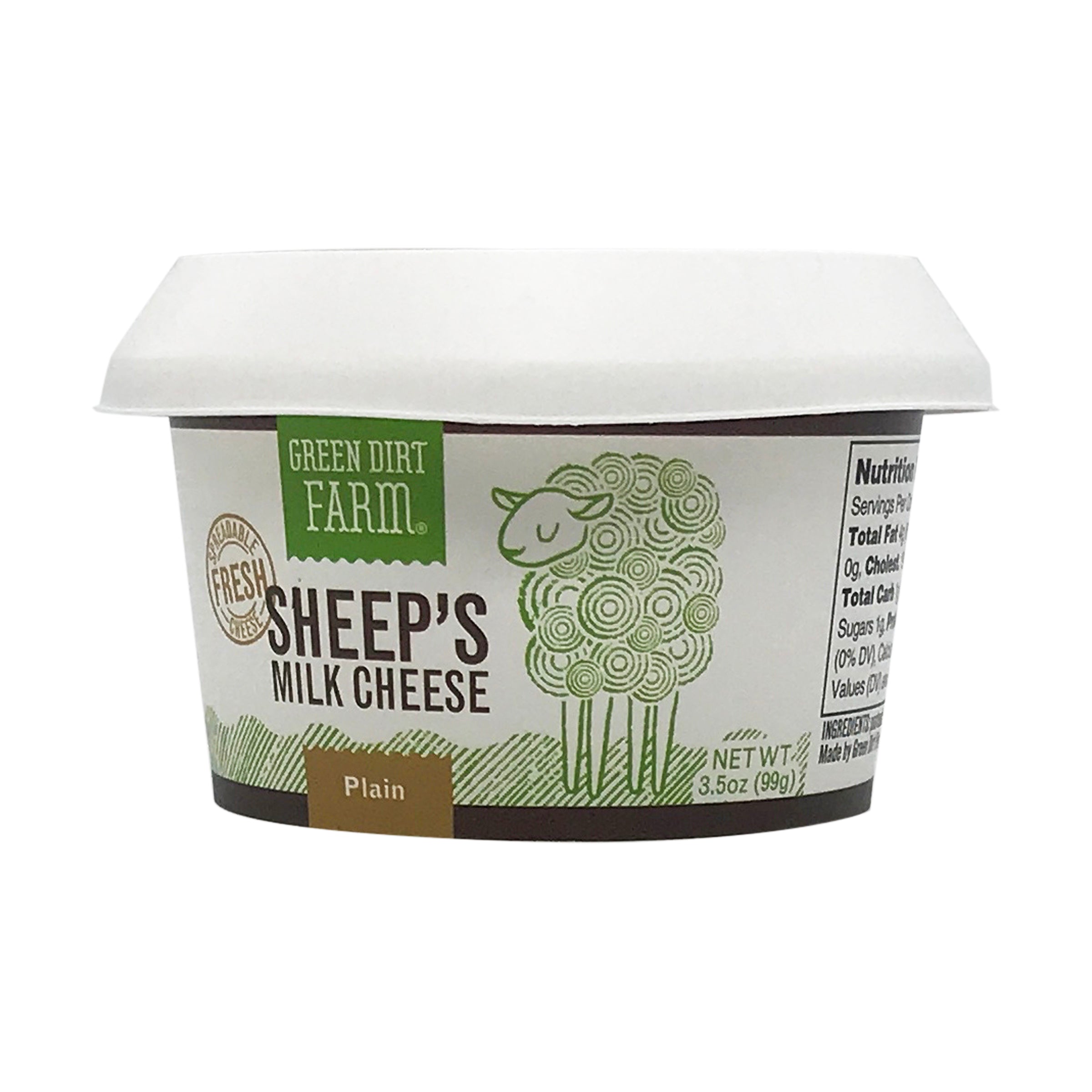 Wholesale Green Dirt Farm Plain Fresh Sheep's Milk Cheese 3.5 oz-6ct Case Bulk