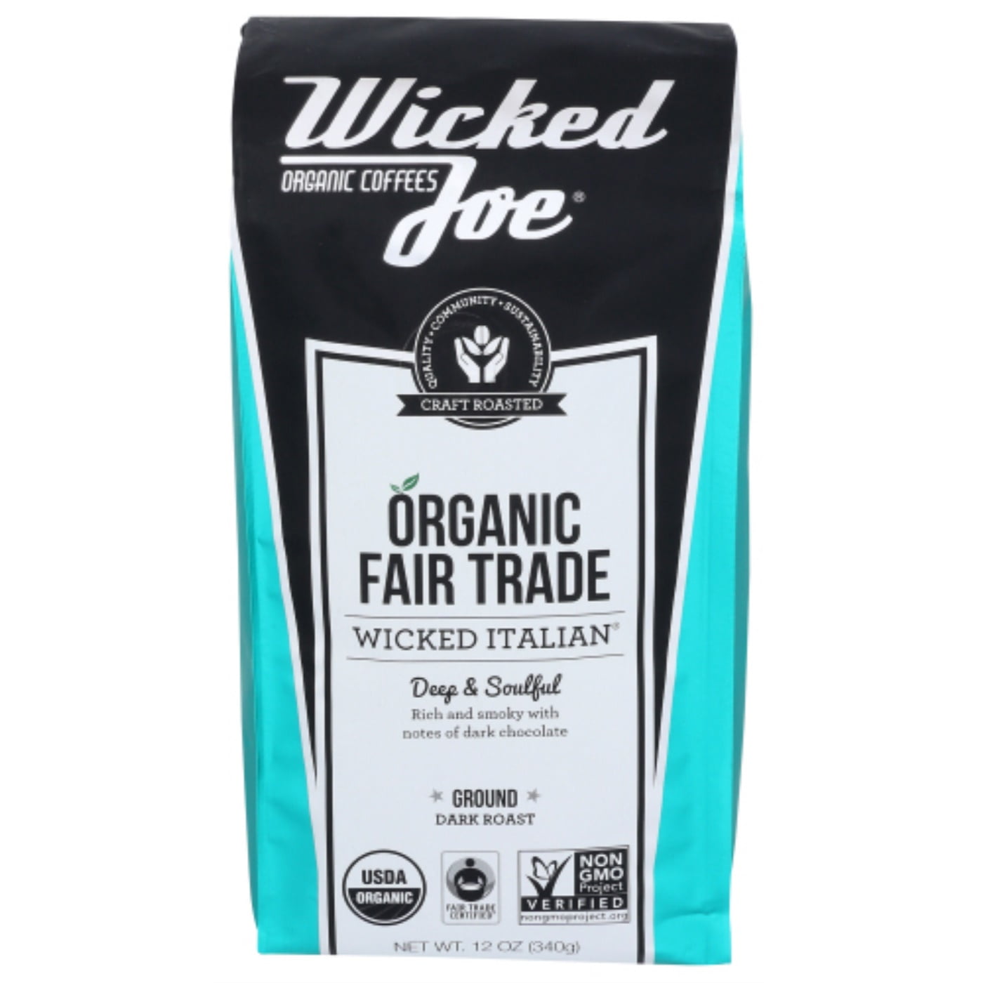 Wicked Joe Organic Coffee Italian Ground 12 Oz
