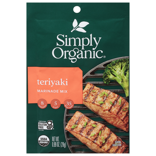 Simply Organic Teriyaki Marinade Mix 0.99 Oz Pouch