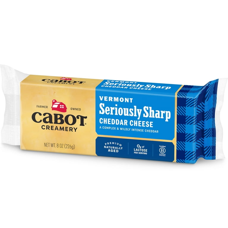 Cabot Creamery Bar Seriously Sharp Yellow Cheddar Cheese 8oz 12ct