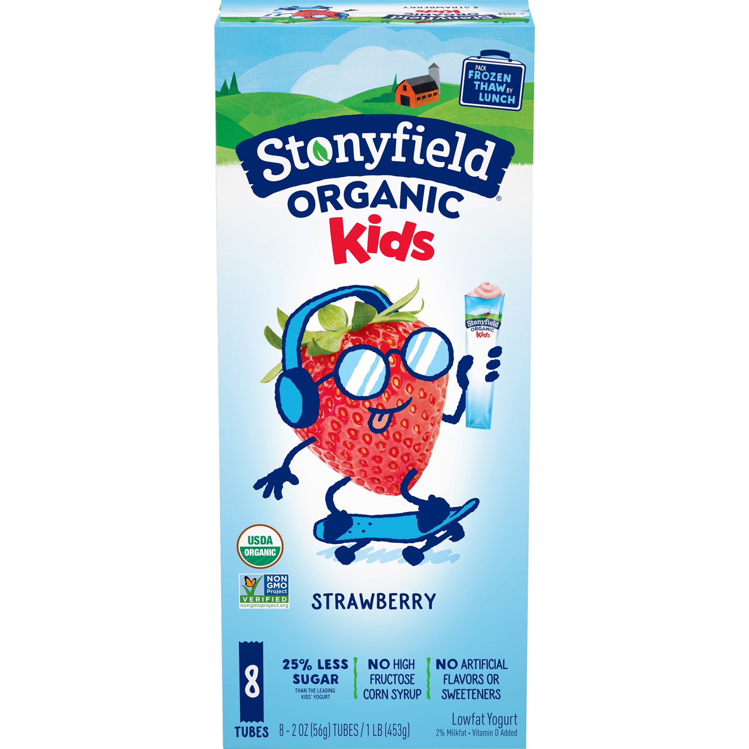Stonyfield Organic Kids Strawberry Lowfat Yogurt Tubes 2 Oz