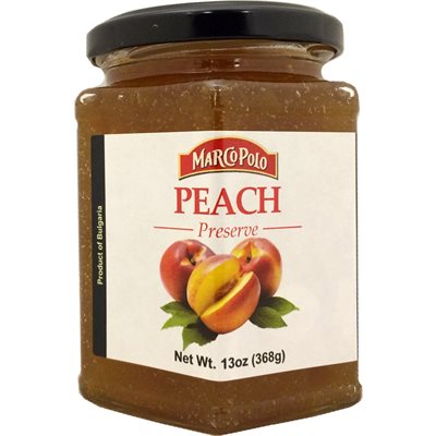 Wholesale Marco Polo Peach Preserves 13Oz Jar-12 Ct Case Bulk