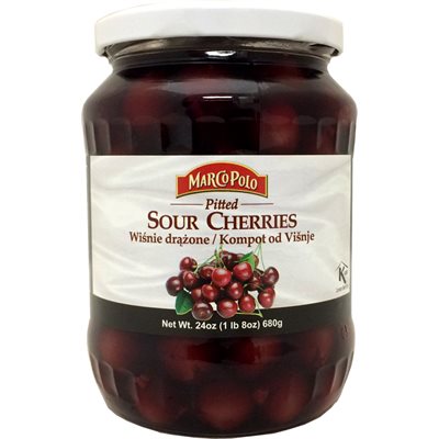 Wholesale Marco Polo Pitted Sour Cherries 24Oz Jar-12 Ct Case Bulk