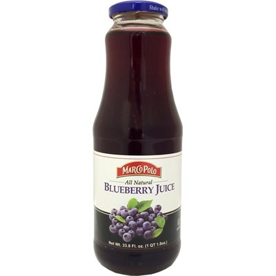 Wholesale Marco Polo Blueberry Juice 1L(33.8Oz) Bottle-12 Ct Case Bulk