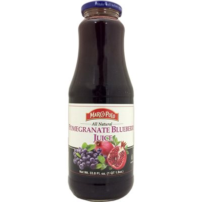 Wholesale Marco Polo Pomegranate Blueberry Juice 1L(33.8Oz) Bottle-12 Ct Case Bulk