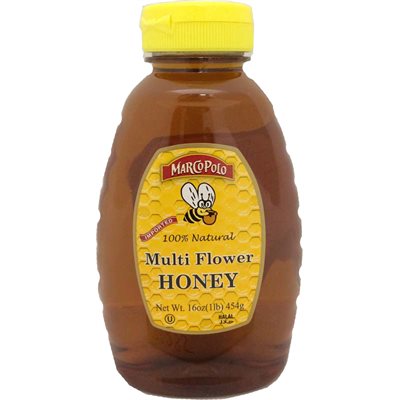 Wholesale Marco Polo Multiflower Honey 16 Oz Plastic Bottle-12 Ct Case Bulk