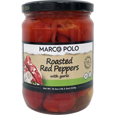 Wholesale Marco Polo Roasted Peppers With Garlic 19.3Oz (545G) Jar-12 Ct Case Bulk