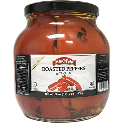 Marco Polo Roasted Peppers With Garlic 50 Oz Jar