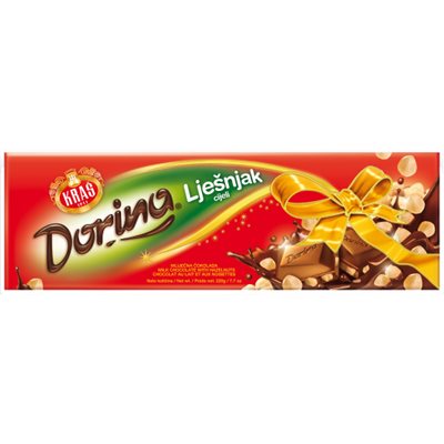 Wholesale Kras Dorina Chocolate w/hazelnuts 220g Bar-9 Ct Case Bulk