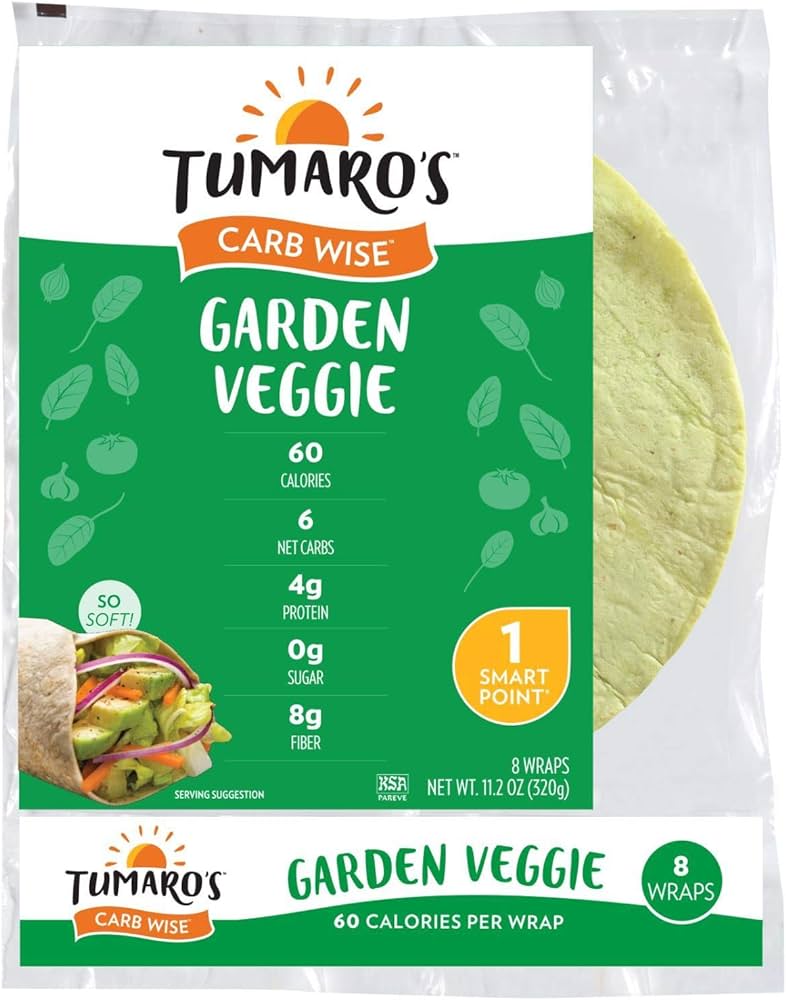 Wholesale Tumaro's Low Carb Garden Vegetable Tortilla Wraps 11.2 oz-6ct Case Bulk