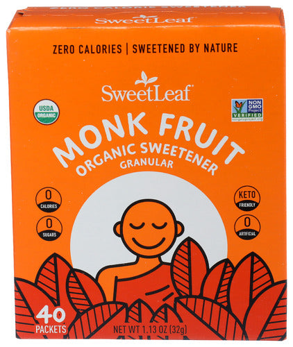 SweetLeaf Organic Monk Fruit Sweetener 40 Packets Box