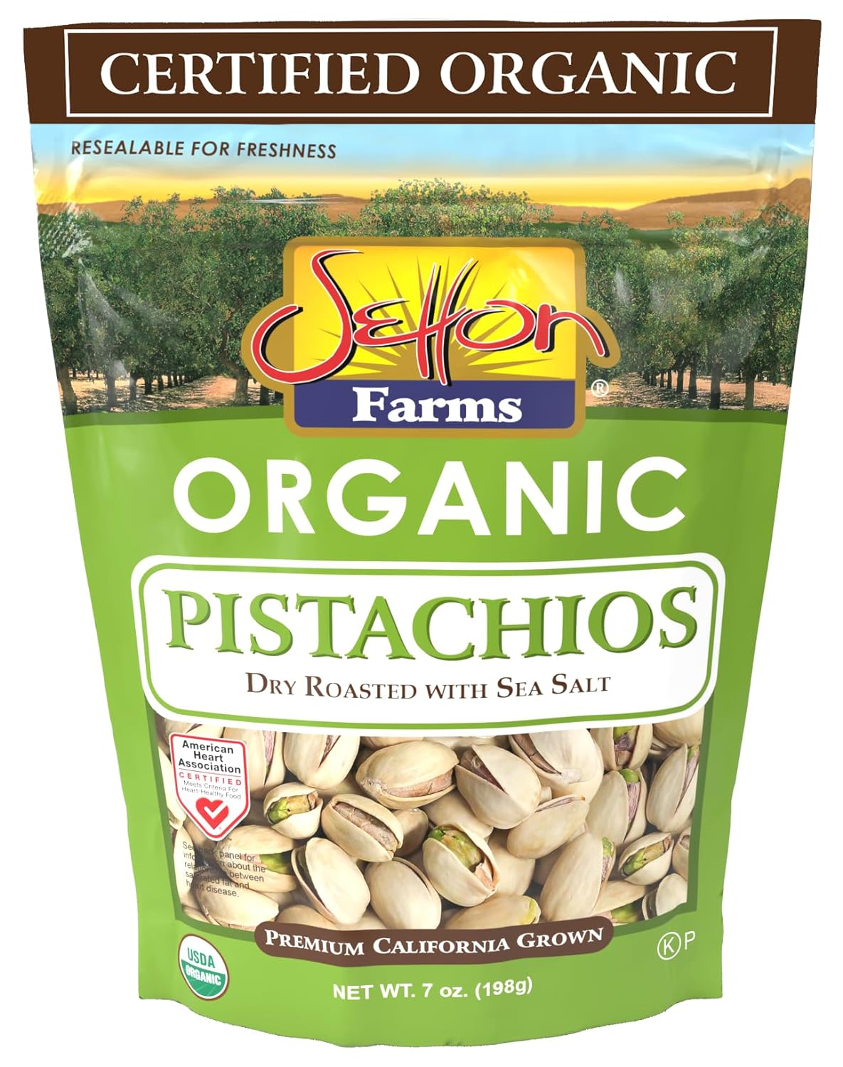 Setton Farms Pistachio Sea Salt Organic 7 Oz Resealable Bag