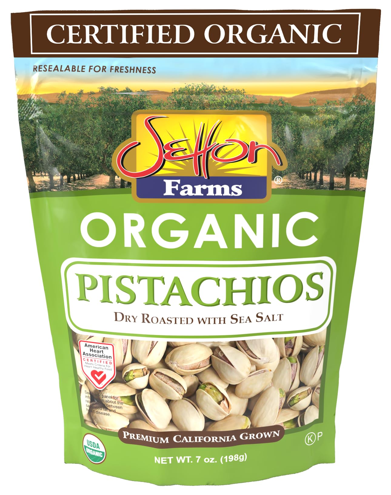 Wholesale Setton Farms Pistachio Organic 7 Oz Resealable Bags With Display Shippers- Bulk