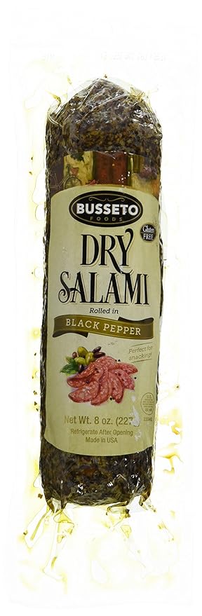 Busseto Classico Salami Italian Dry Black Pepper Coated 8oz 12ct
