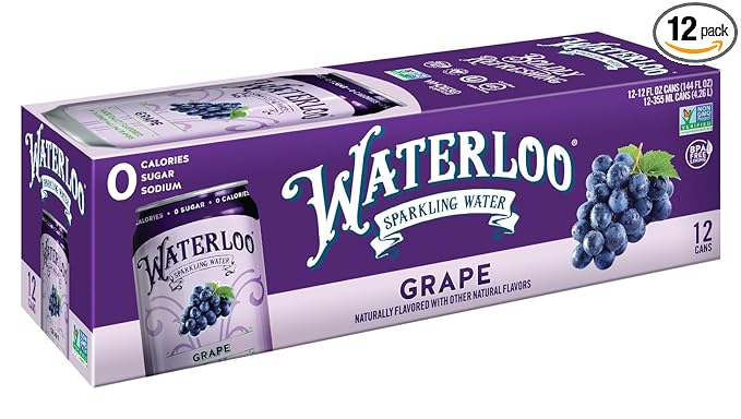 Waterloo Sparkling Water Grape Naturally Flavored 12 Fl Oz