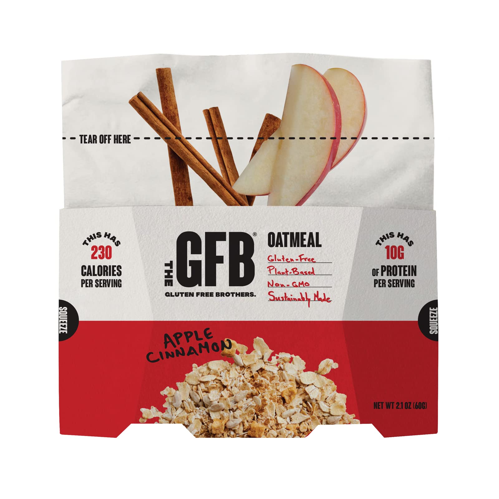 The Gluten Free Brothers Protein Oatmeal Apple Cinnamon 2.1 Oz
